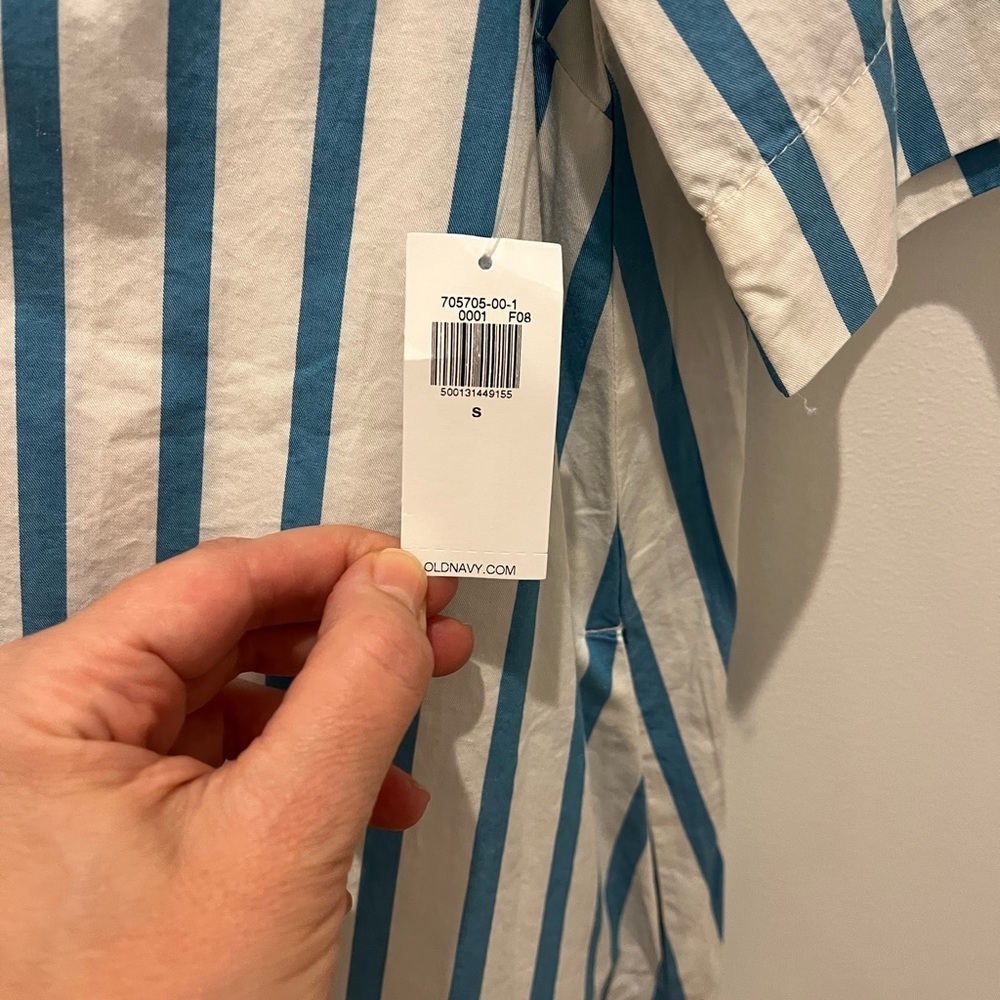 Old Navy Blue and White Striped Shirt Dress - Picture 7 of 17